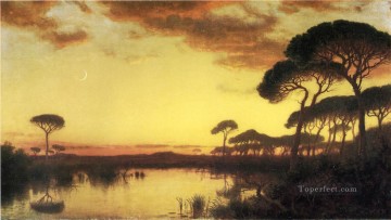 Sunset Glow Paisaje de la Campaña Romana William Stanley Haseltine Paisaje Pinturas al óleo
